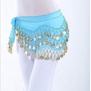 Belly Dance Hip Scarf/ Wrap Skirt Gold Coins